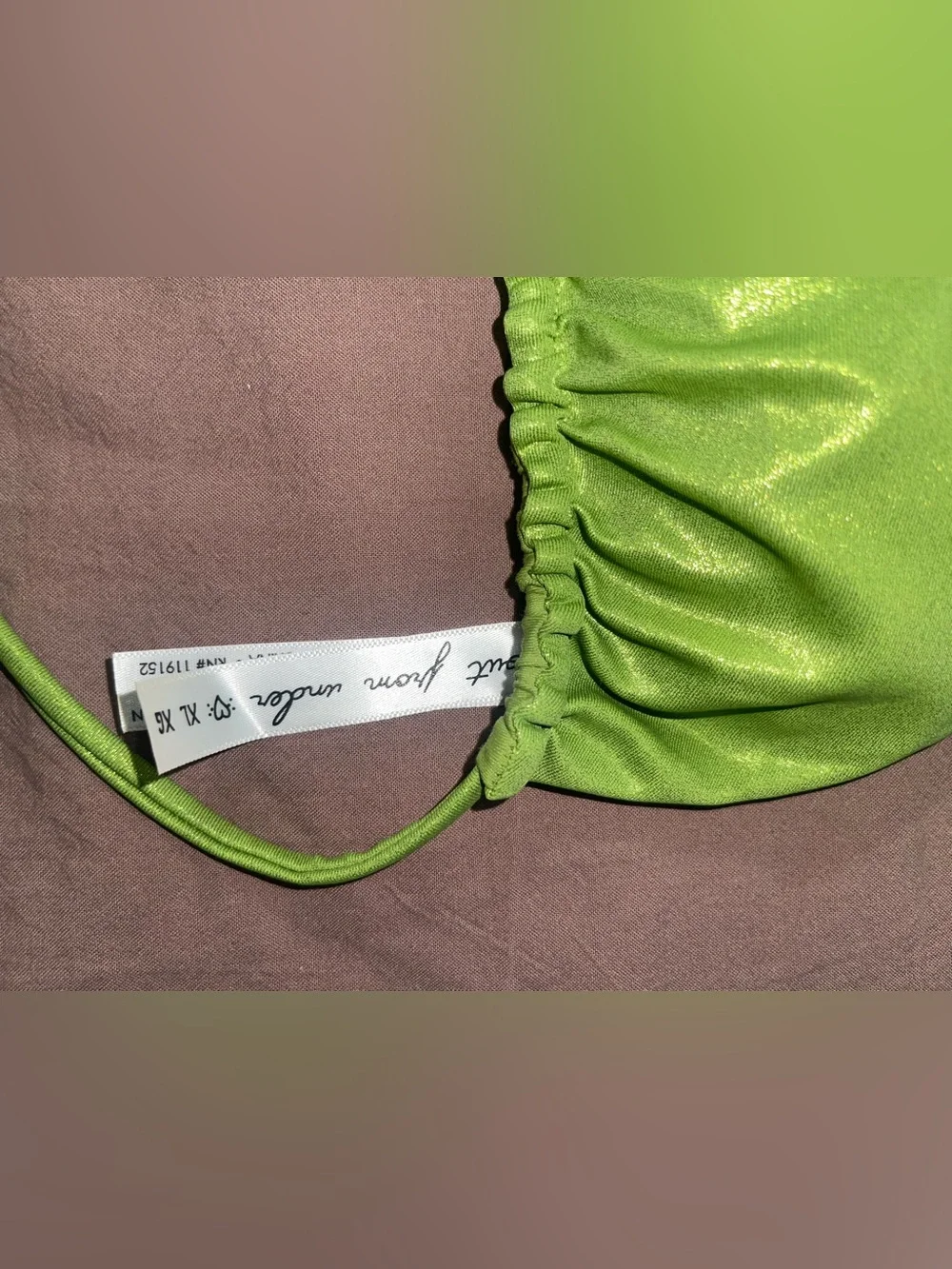 Urban Outfitters Lime Green Shimmery Triangle Swim Top - Picture 2 of 11